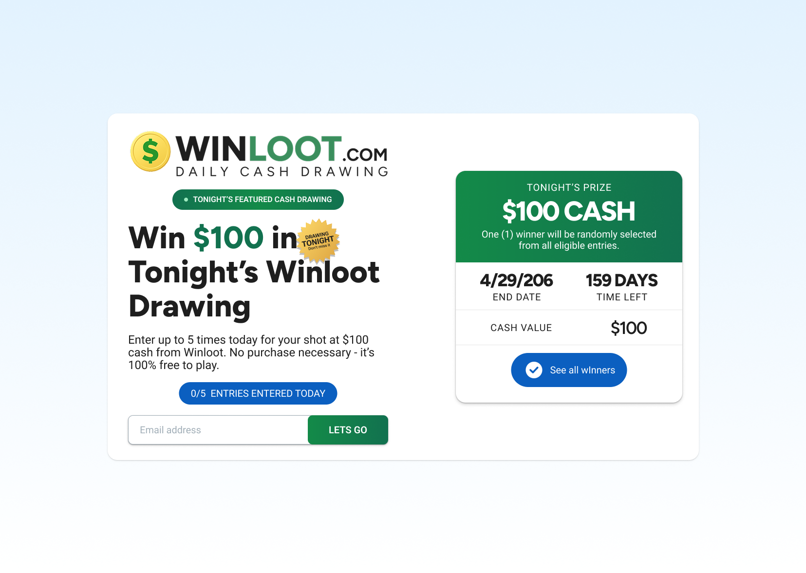 Winloot landing page redesign 1