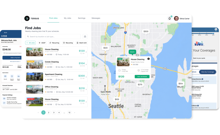 Product design work — Tersus and CURE app screens