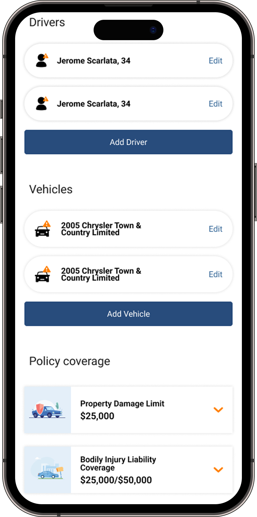Screen 4 — Vehicle Confirmation